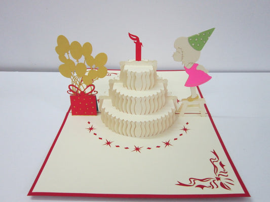 Girls Cake Birthday Card 🙋♀️👱♀️👩🦰👩 image 0
