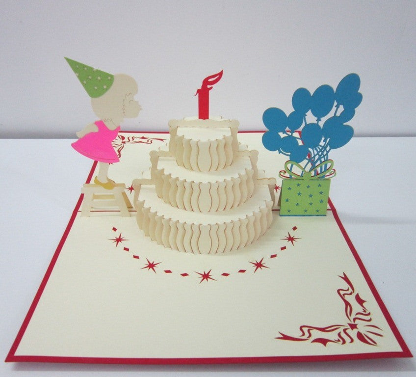 Girls Cake Birthday Card πββοΈπ±ββοΈπ©βπ¦°π© image 2
