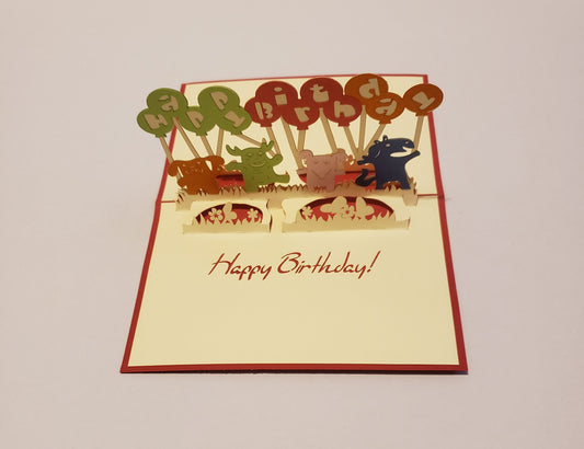 Little Animals 3D Birthday Card 🐶🐩🐯🐮🐦 image 0