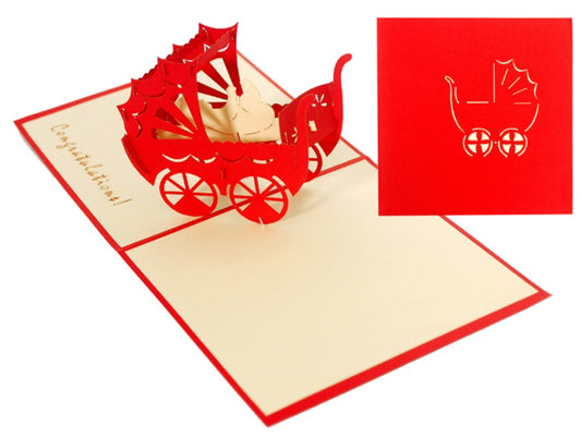 Baby Stroller 3D Pop Up Card 👼👶🏻👶🏽👩🏽🍼👩🏻🍼 image 0