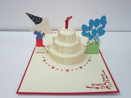 Boys Cake Birthday Card 🙋♂️🙋🙆♂️ image 0